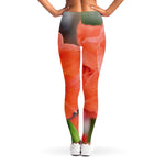 Orange Amaryllis Print Women's Leggings