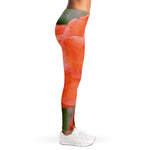 Orange Amaryllis Print Women's Leggings