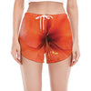 Orange Amaryllis Print Women's Split Running Shorts