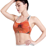 Orange Amaryllis Print Women's Sports Bra