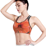 Orange Amaryllis Print Women's Sports Bra
