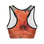 Orange Amaryllis Print Women's Sports Bra
