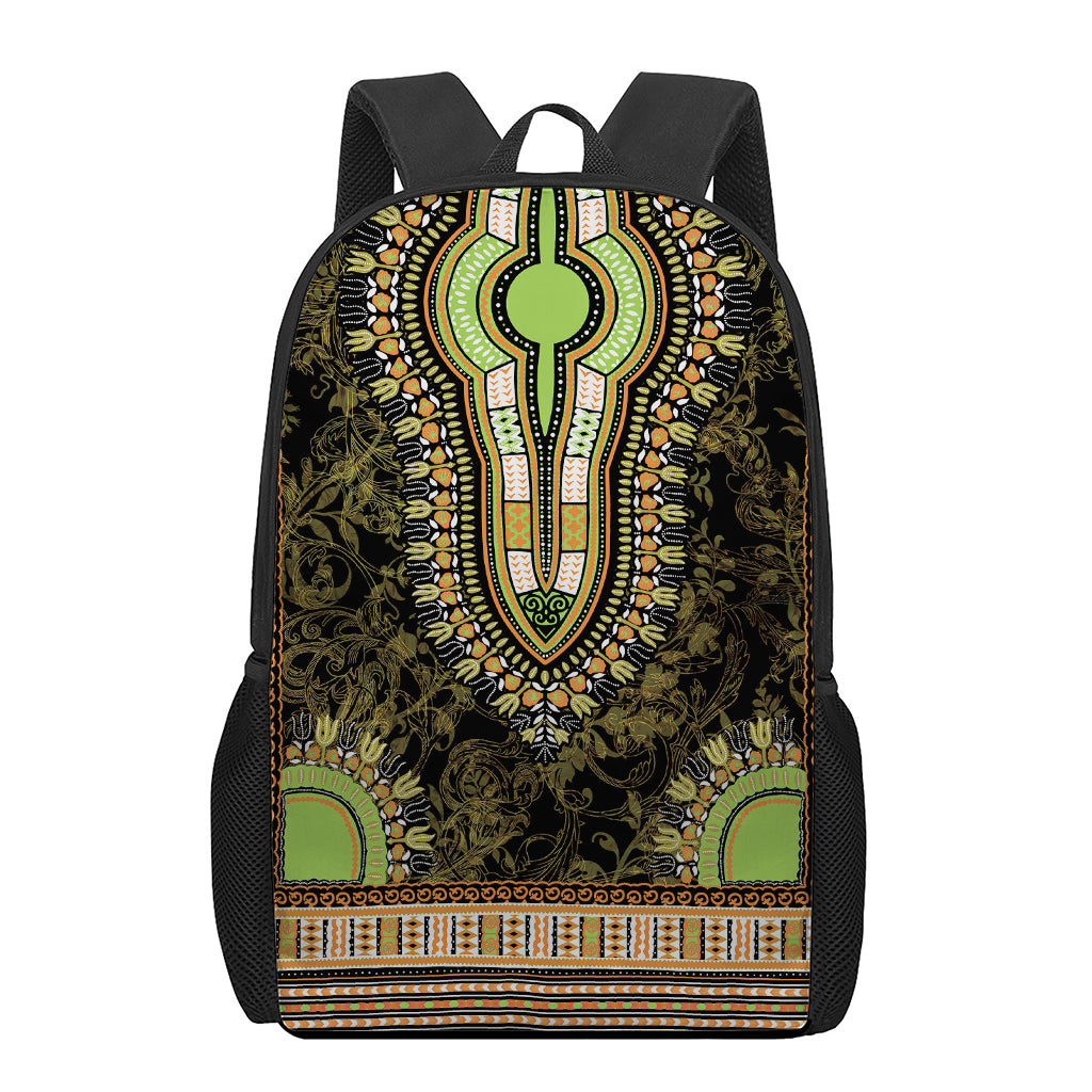Orange And Black African Dashiki Print 17 Inch Backpack