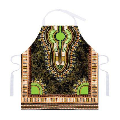 Orange And Black African Dashiki Print Adjustable Apron