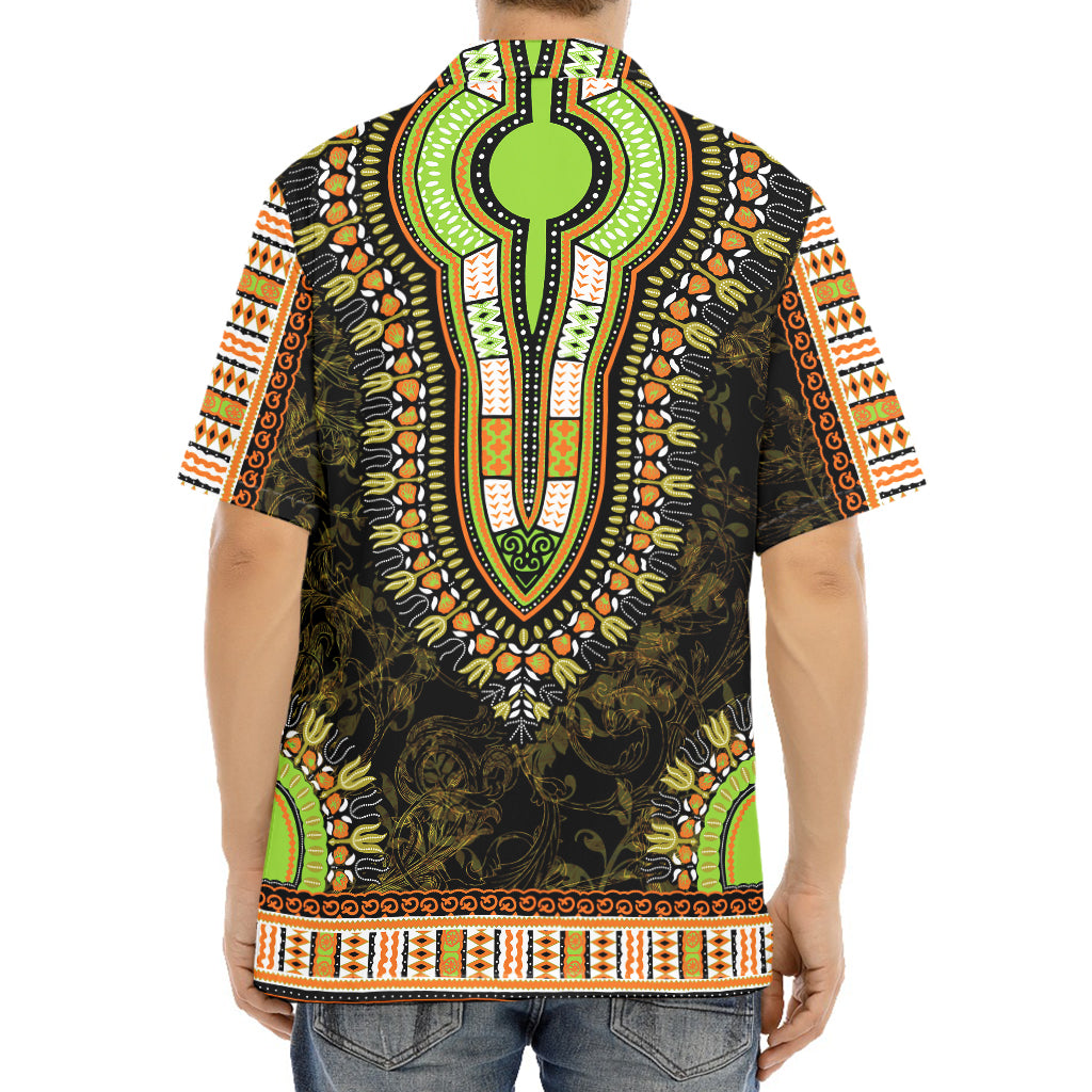Orange And Black African Dashiki Print Aloha Shirt