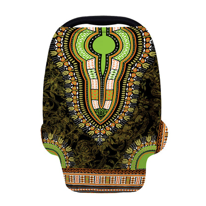 Orange And Black African Dashiki Print Baby Seat Cover