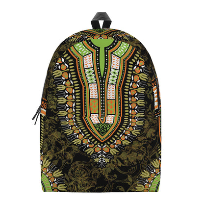 Orange And Black African Dashiki Print Backpack