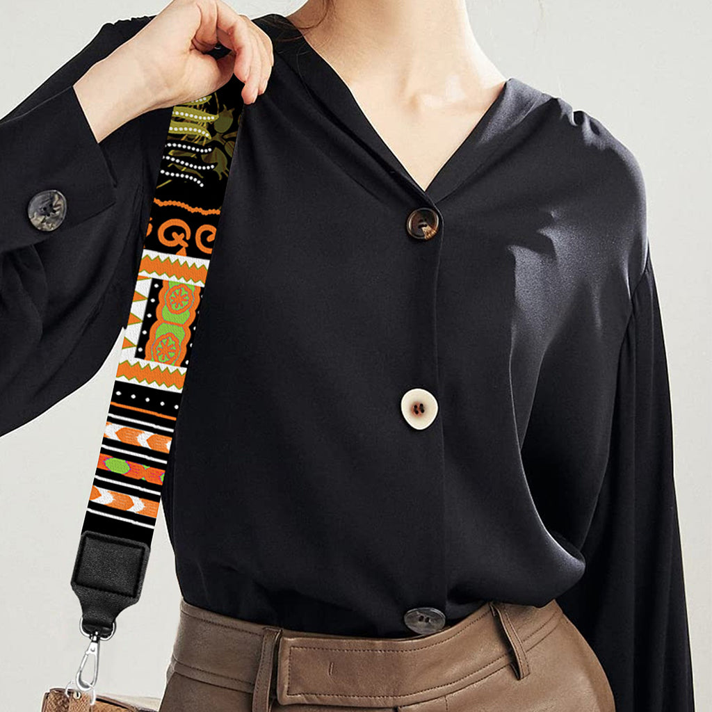 Orange And Black African Dashiki Print Bag Strap
