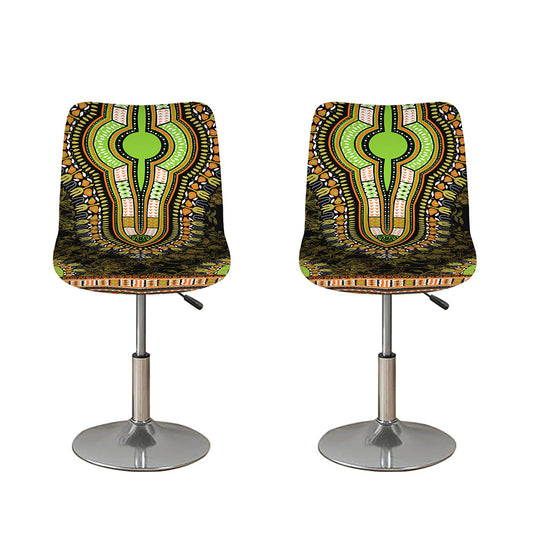 Orange And Black African Dashiki Print Bar Stool Covers
