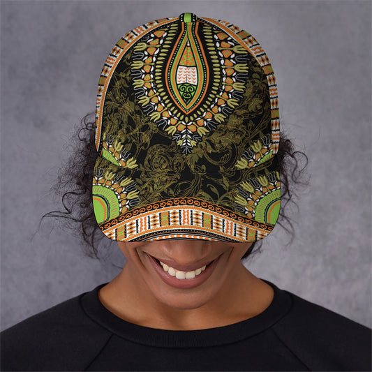 Orange And Black African Dashiki Print Baseball Cap