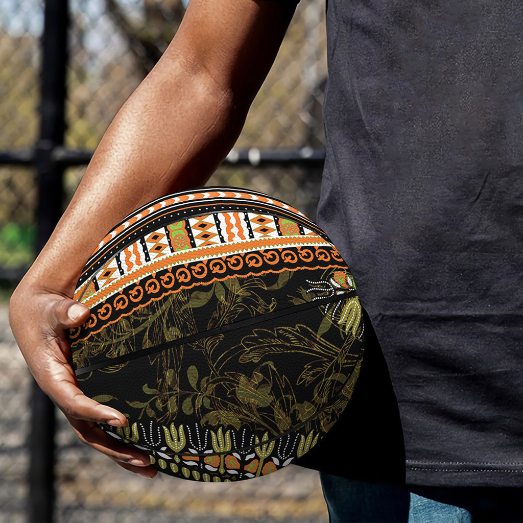 Orange And Black African Dashiki Print Basketball