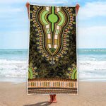 Orange And Black African Dashiki Print Beach Towel