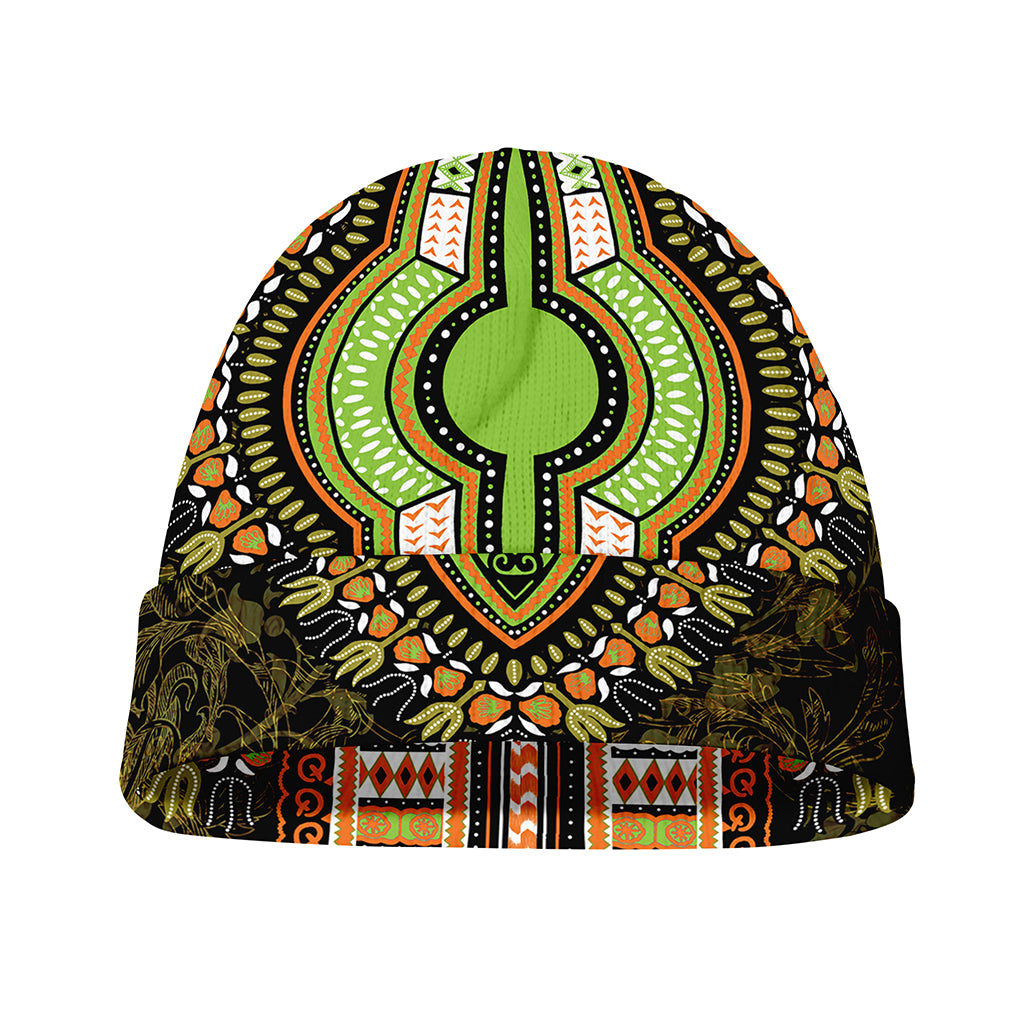 Orange And Black African Dashiki Print Beanie