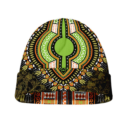 Orange And Black African Dashiki Print Beanie