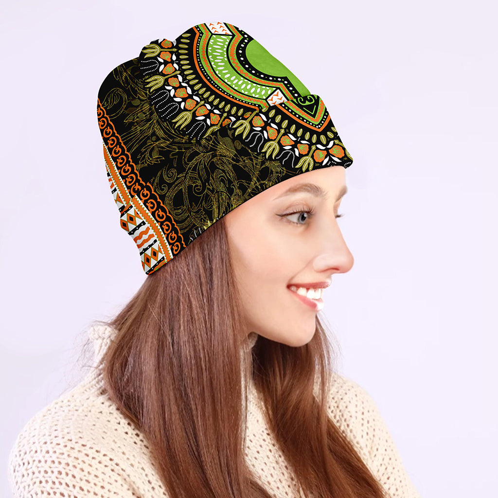 Orange And Black African Dashiki Print Beanie