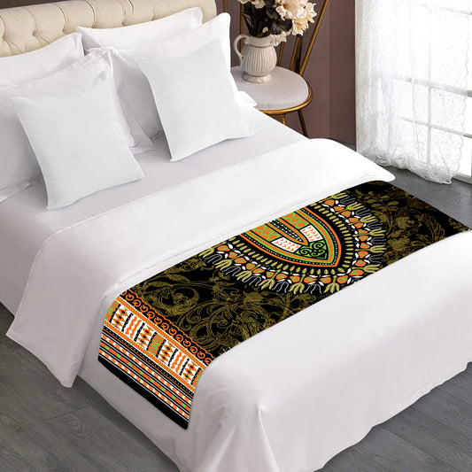 Orange And Black African Dashiki Print Bed Runner