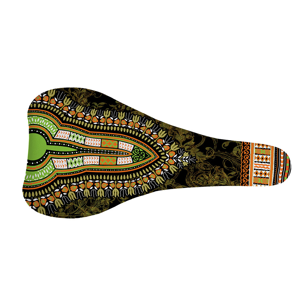 Orange And Black African Dashiki Print Bicycle Seat Cover