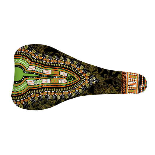 Orange And Black African Dashiki Print Bicycle Seat Cover