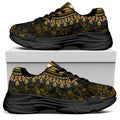Orange And Black African Dashiki Print Black Chunky Shoes