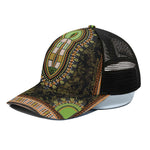 Orange And Black African Dashiki Print Black Mesh Trucker Cap