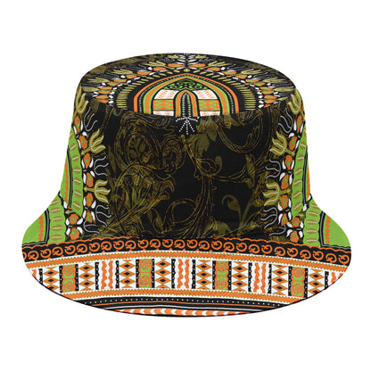 Orange And Black African Dashiki Print Bucket Hat