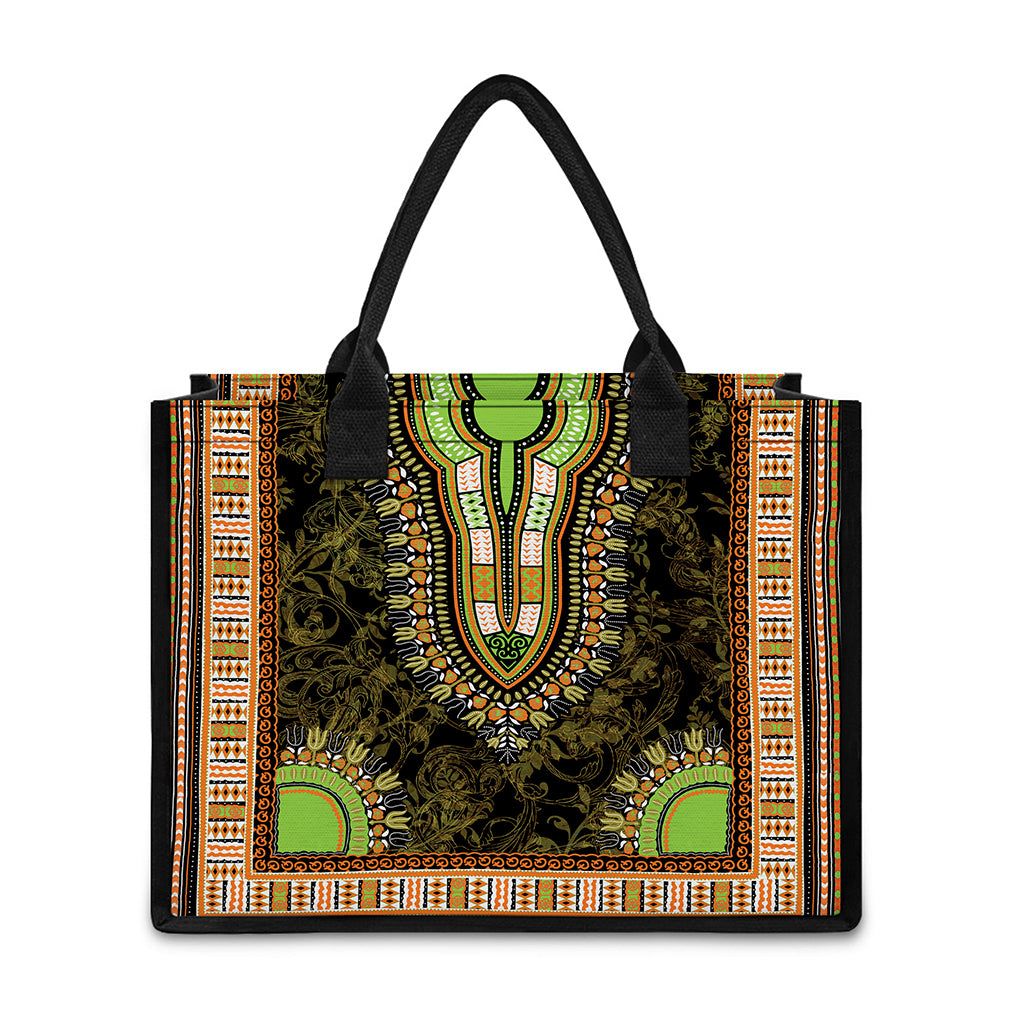 Orange And Black African Dashiki Print Canvas Tote Bag