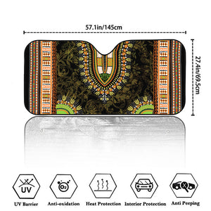 Orange And Black African Dashiki Print Car Windshield Sun Shade