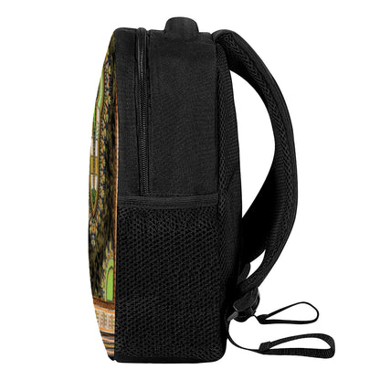 Orange And Black African Dashiki Print Casual Backpack