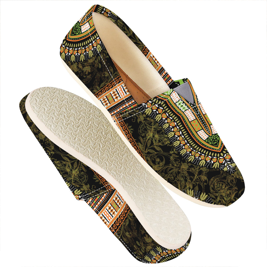 Orange And Black African Dashiki Print Casual Shoes