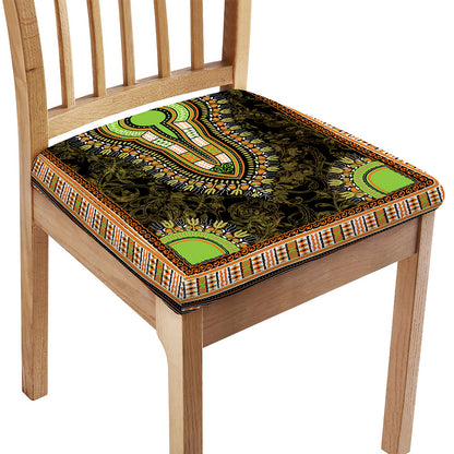 Orange And Black African Dashiki Print Chair Cushion Cover