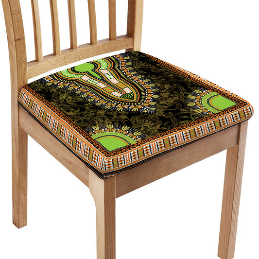Orange And Black African Dashiki Print Chair Cushion Cover