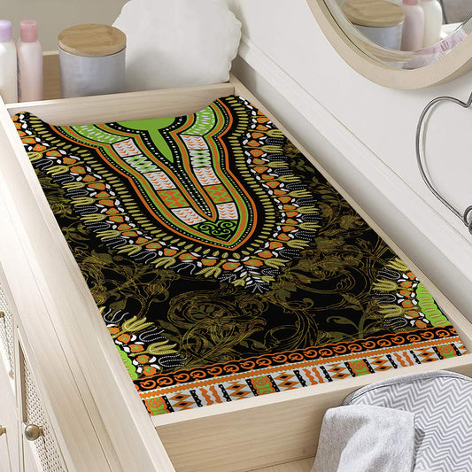 Orange And Black African Dashiki Print Changing Pad Cover