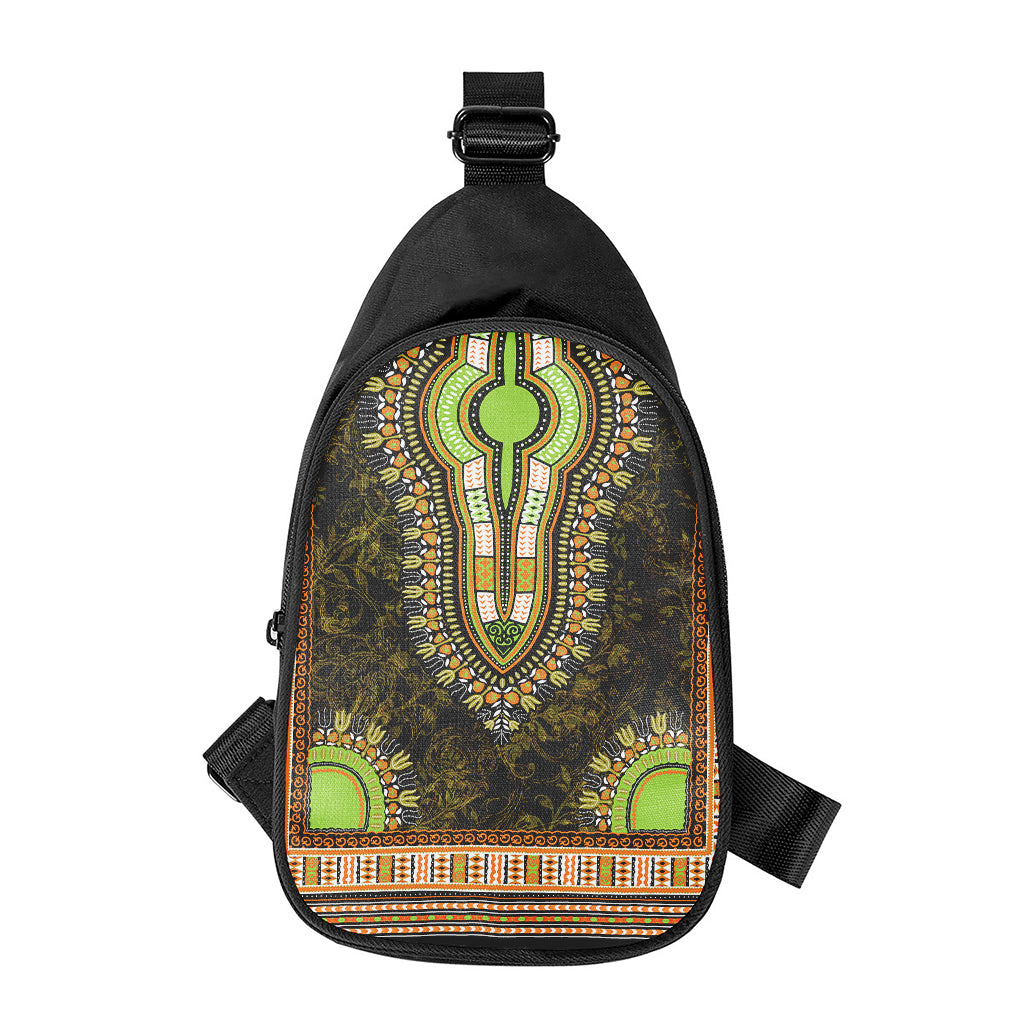 Orange And Black African Dashiki Print Chest Bag