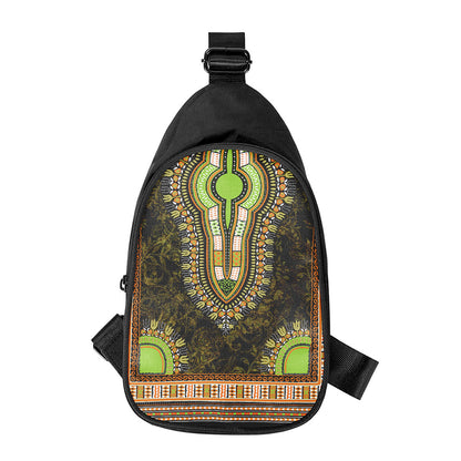 Orange And Black African Dashiki Print Chest Bag