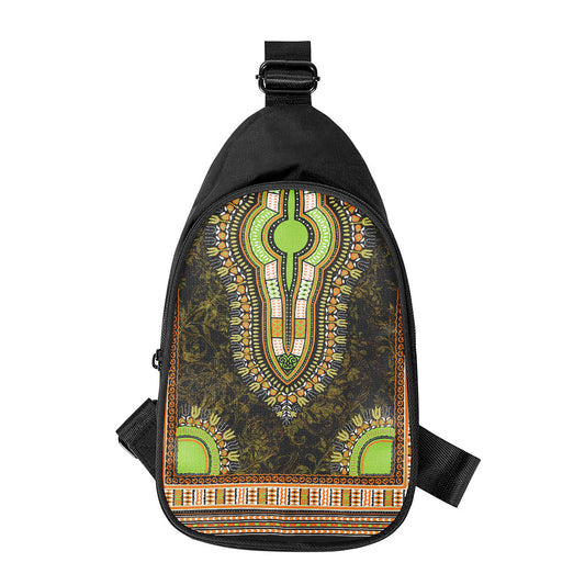 Orange And Black African Dashiki Print Chest Bag