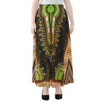 Orange And Black African Dashiki Print Chiffon Maxi Skirt