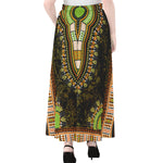 Orange And Black African Dashiki Print Chiffon Maxi Skirt