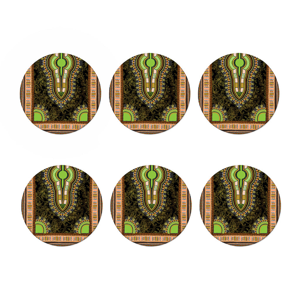 Orange And Black African Dashiki Print Coaster Set