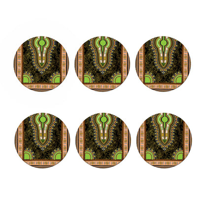 Orange And Black African Dashiki Print Coaster Set