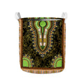 Orange And Black African Dashiki Print Collapsible Laundry Basket