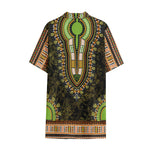 Orange And Black African Dashiki Print Cotton Hawaiian Shirt