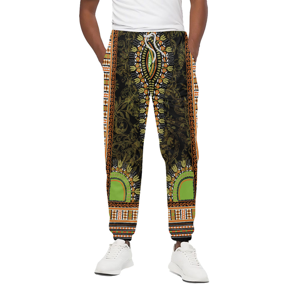 Orange And Black African Dashiki Print Cotton Pants