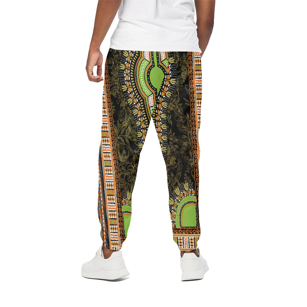 Orange And Black African Dashiki Print Cotton Pants