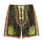 Orange And Black African Dashiki Print Cotton Shorts