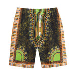 Orange And Black African Dashiki Print Cotton Shorts
