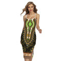 Orange And Black African Dashiki Print Cross Back Cami Dress