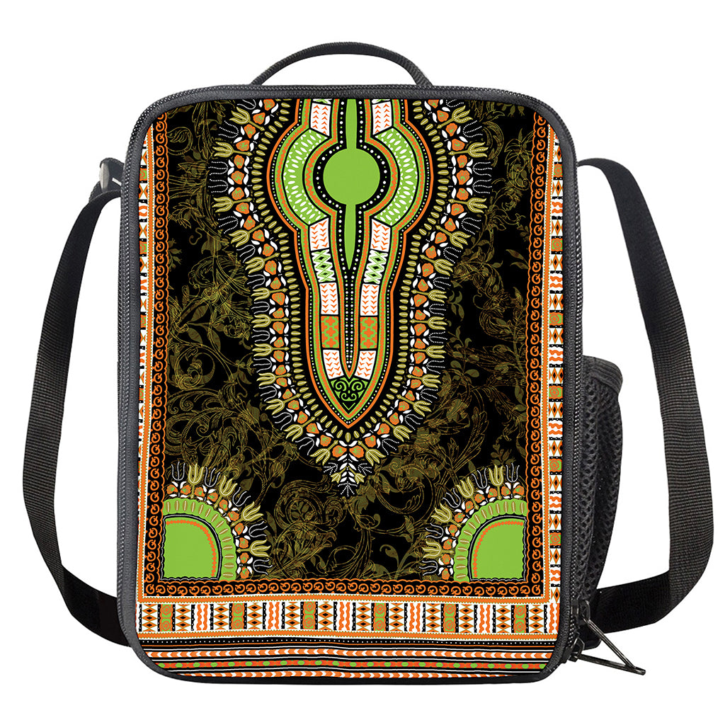Orange And Black African Dashiki Print Crossbody Lunch Bag
