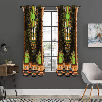 Orange And Black African Dashiki Print Curtain
