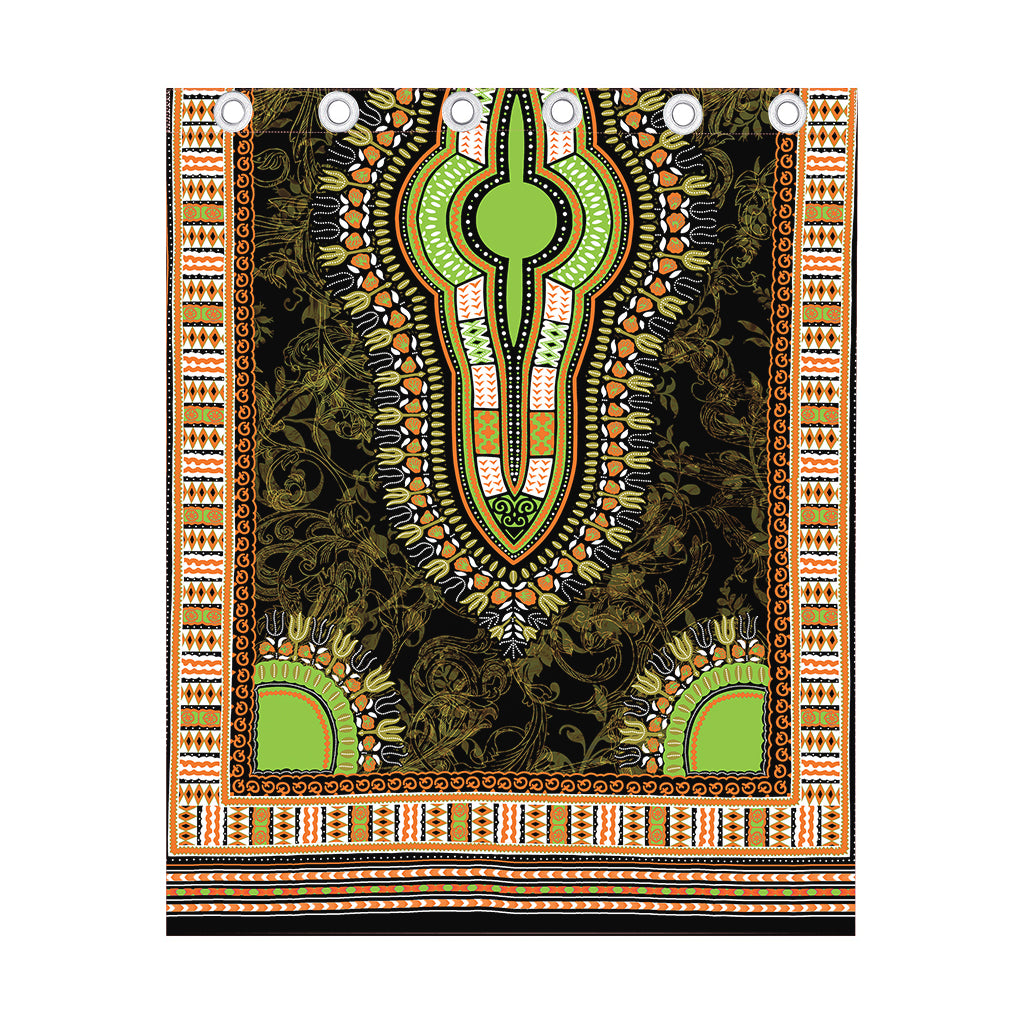 Orange And Black African Dashiki Print Curtain