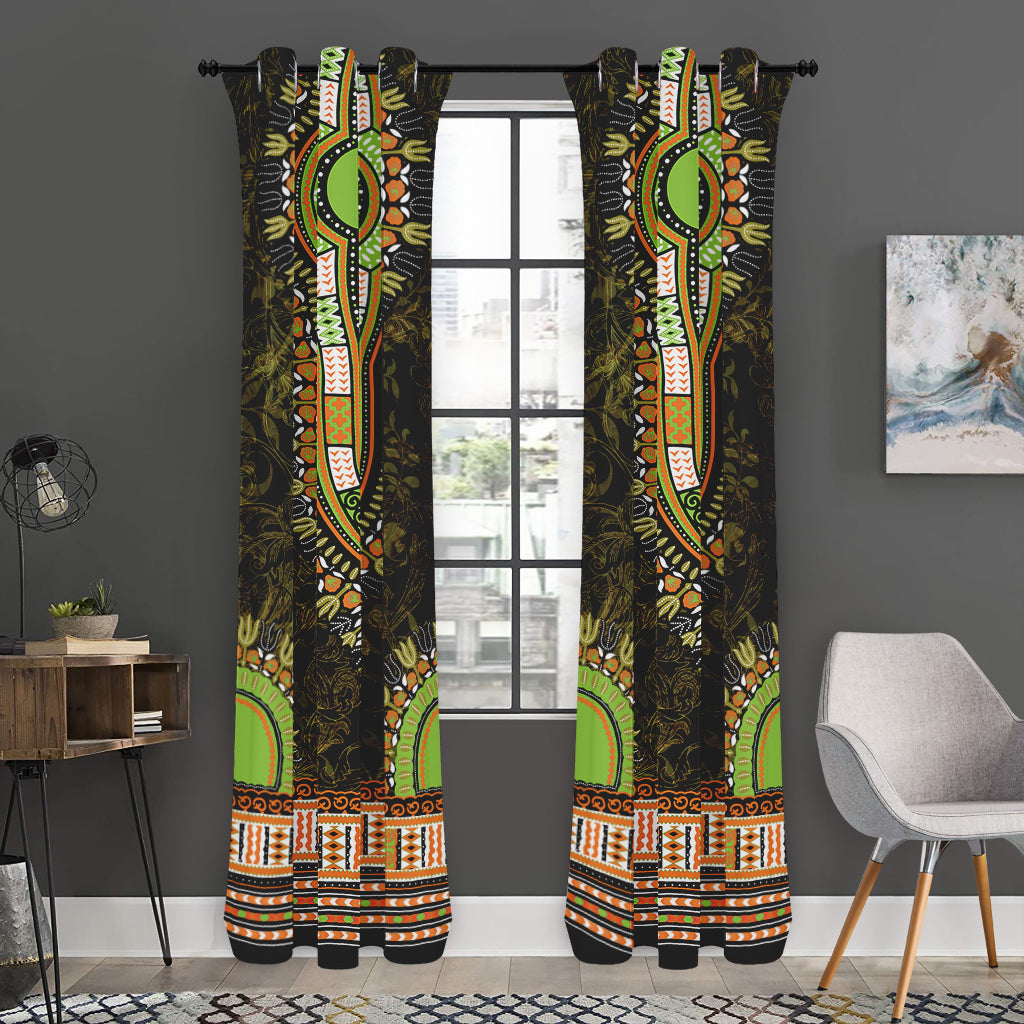 Orange And Black African Dashiki Print Curtain